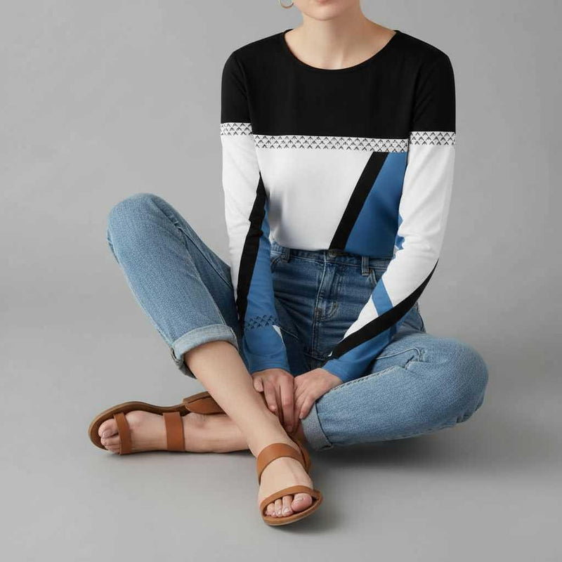 Avril | Sweter Damski Graficzny w Kolorze Wielokolorowym