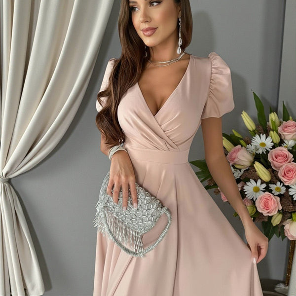 Czarna Sukienka Midi Elegancka