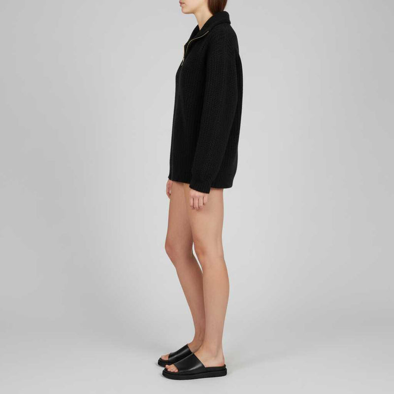 Dafina | Sweter Damski z Dekoltem V i Zamek Błyskawiczny