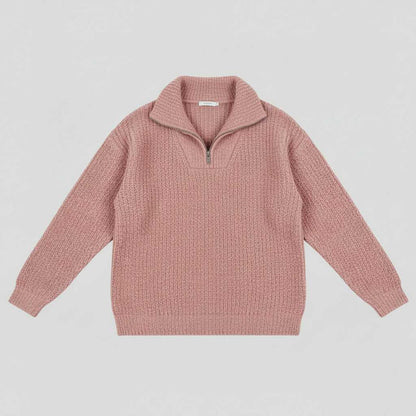 Dafina | Sweter Damski z Dekoltem V i Zamek Błyskawiczny