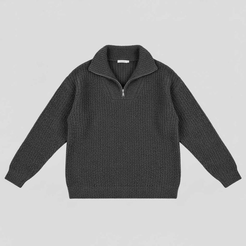 Dafina | Sweter Damski z Dekoltem V i Zamek Błyskawiczny