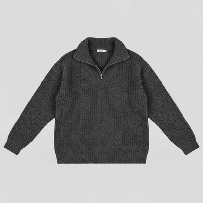 Dafina | Sweter Damski z Dekoltem V i Zamek Błyskawiczny