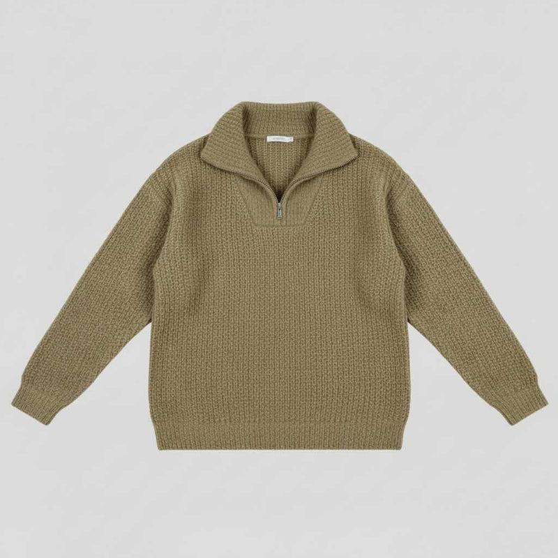 Dafina | Sweter Damski z Dekoltem V i Zamek Błyskawiczny