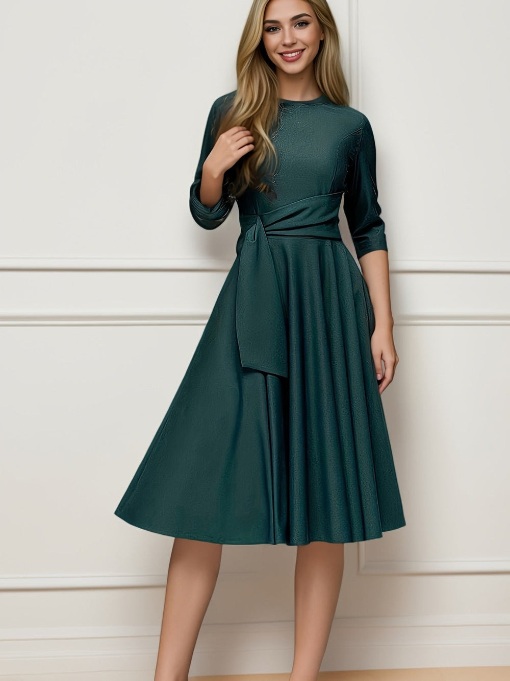 Elegancka Bluzka Midi z Kokardą