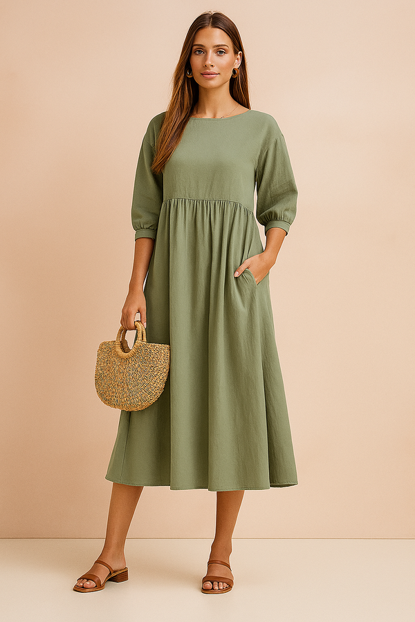 Elegancka Sukienka Midi 3/4