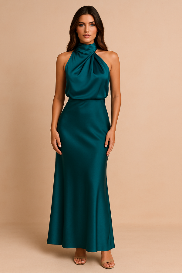 Elegancka Sukienka Midi z Drapowaniem