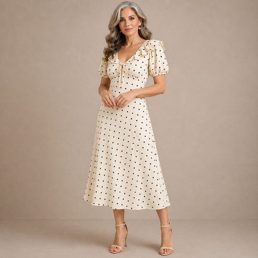 Elegancka Sukienka w Grochy | MIRELLA 1