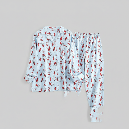 Flanelowa Piżama Damska_ | Długie Rękawy, Kratka, Bawełna