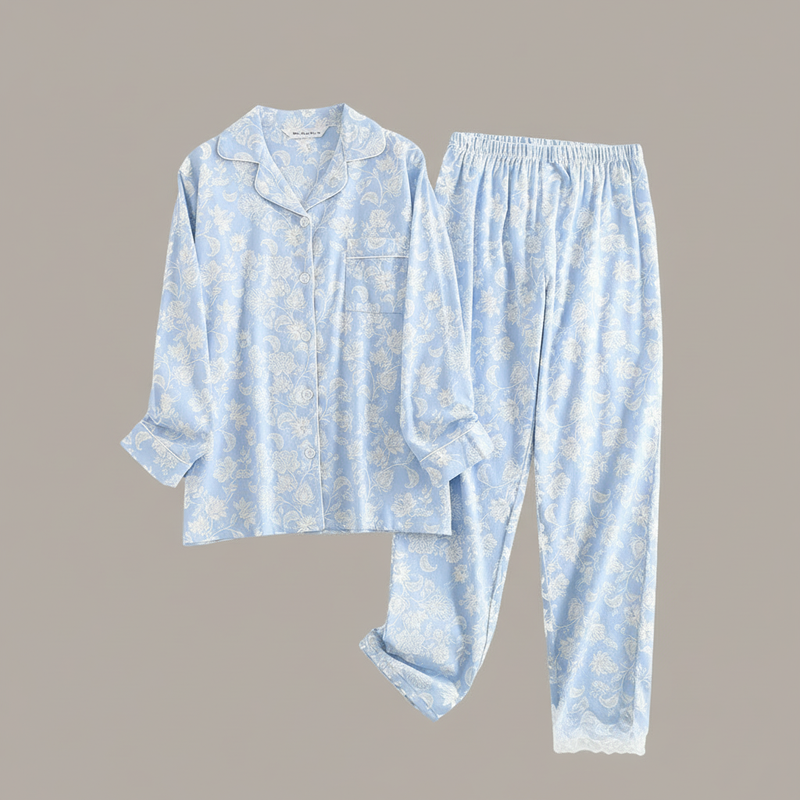 Flanelowa Piżama Damska_ | Długie Rękawy, Kratka, Bawełna