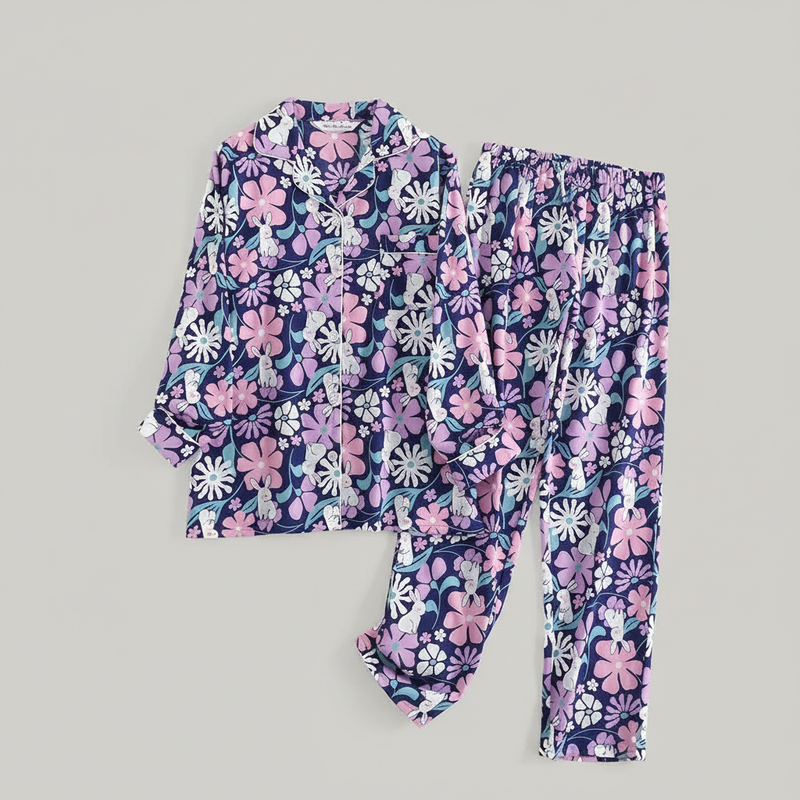 Flanelowa Piżama Damska_ | Długie Rękawy, Kratka, Bawełna