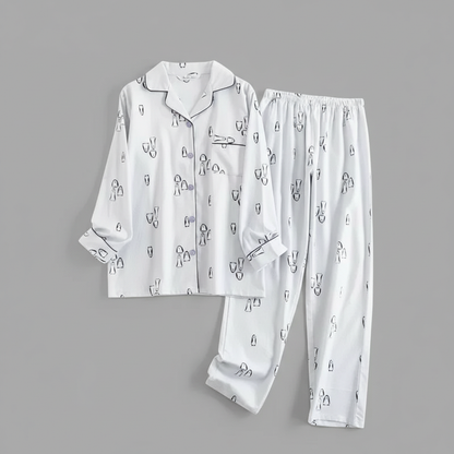 Flanelowa Piżama Damska_ | Długie Rękawy, Kratka, Bawełna