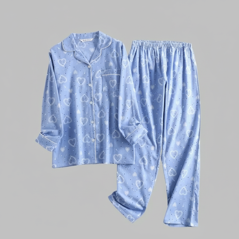 Flanelowa Piżama Damska_ | Długie Rękawy, Kratka, Bawełna