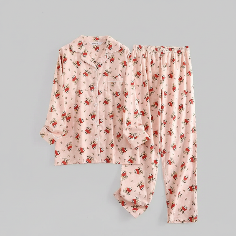 Flanelowa Piżama Damska_ | Długie Rękawy, Kratka, Bawełna