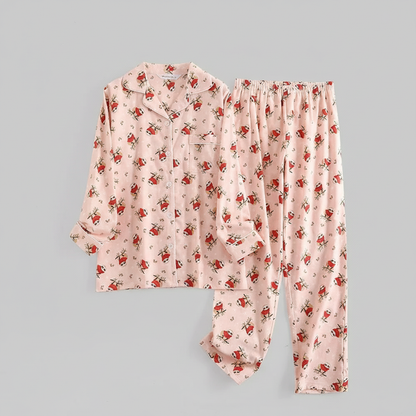 Flanelowa Piżama Damska_ | Długie Rękawy, Kratka, Bawełna