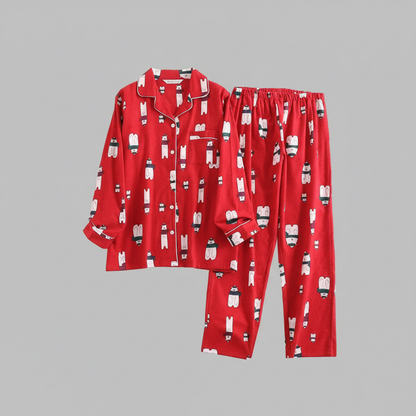 Flanelowa Piżama Damska_ | Długie Rękawy, Kratka, Bawełna