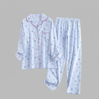 Flanelowa Piżama Damska_ | Długie Rękawy, Kratka, Bawełna