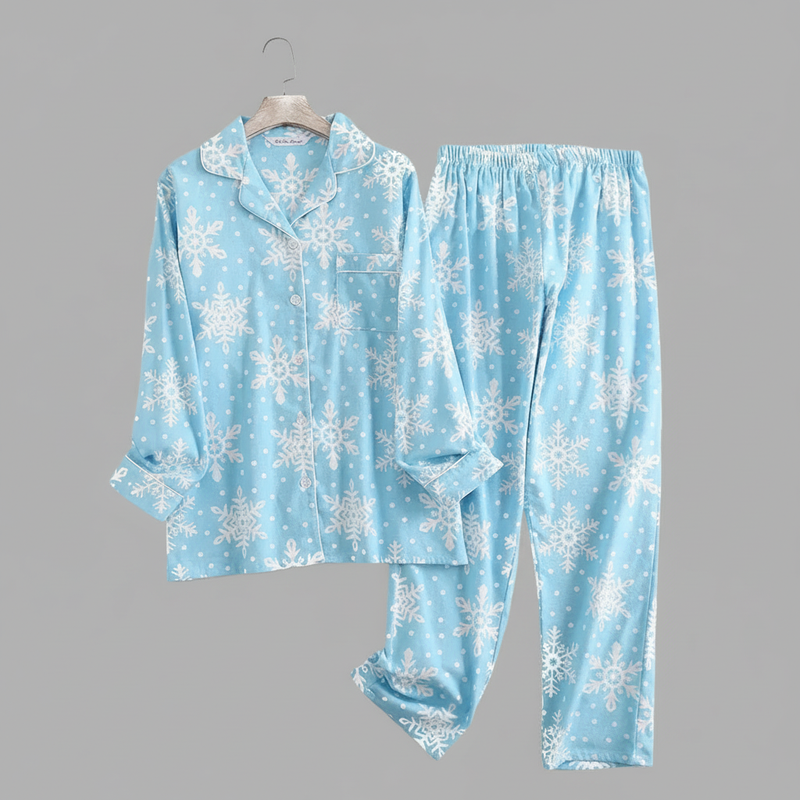 Flanelowa Piżama Damska_ | Długie Rękawy, Kratka, Bawełna