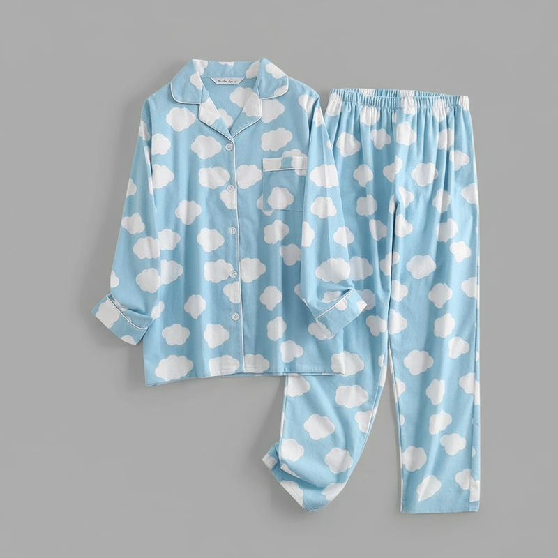 Flanelowa Piżama Damska_ | Długie Rękawy, Kratka, Bawełna