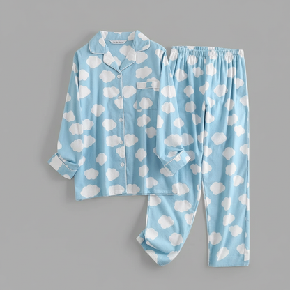 Flanelowa Piżama Damska_ | Długie Rękawy, Kratka, Bawełna