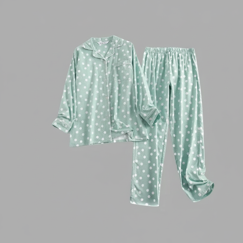 Flanelowa Piżama Damska_ | Długie Rękawy, Kratka, Bawełna