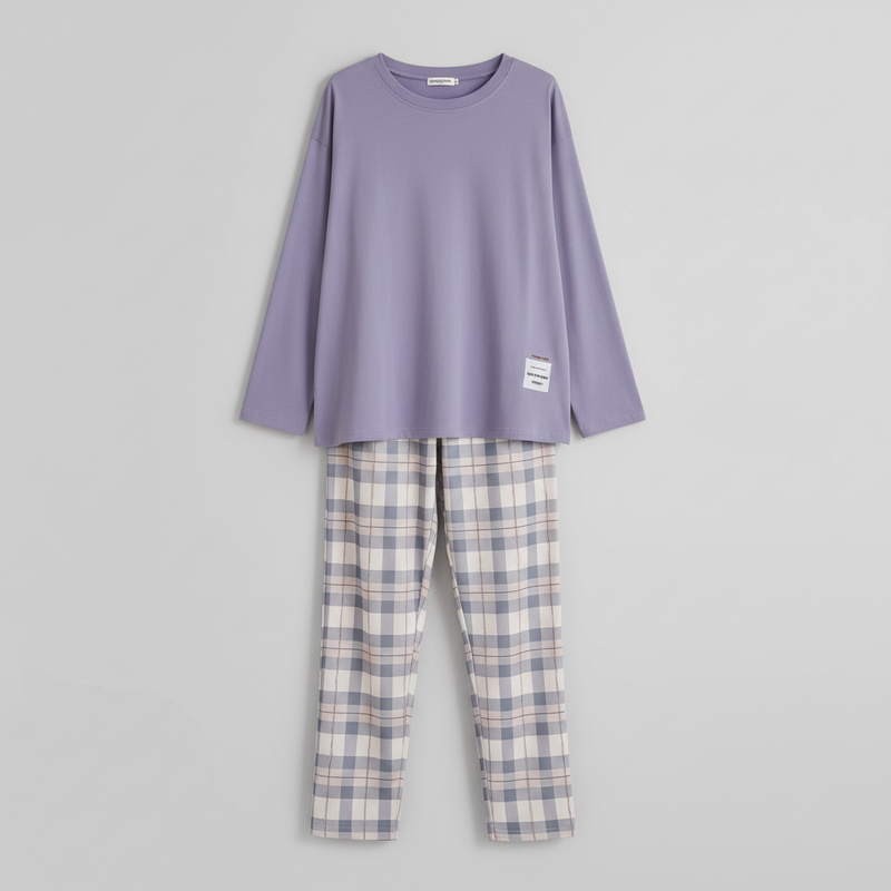 Komplet Piżamowy w Kratkę | Damski Zestaw Komfortowy