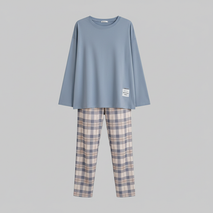 Komplet Piżamowy w Kratkę | Damski Zestaw Komfortowy