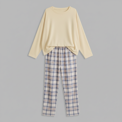 Komplet Piżamowy w Kratkę | Damski Zestaw Komfortowy