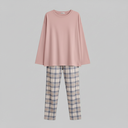 Komplet Piżamowy w Kratkę | Damski Zestaw Komfortowy