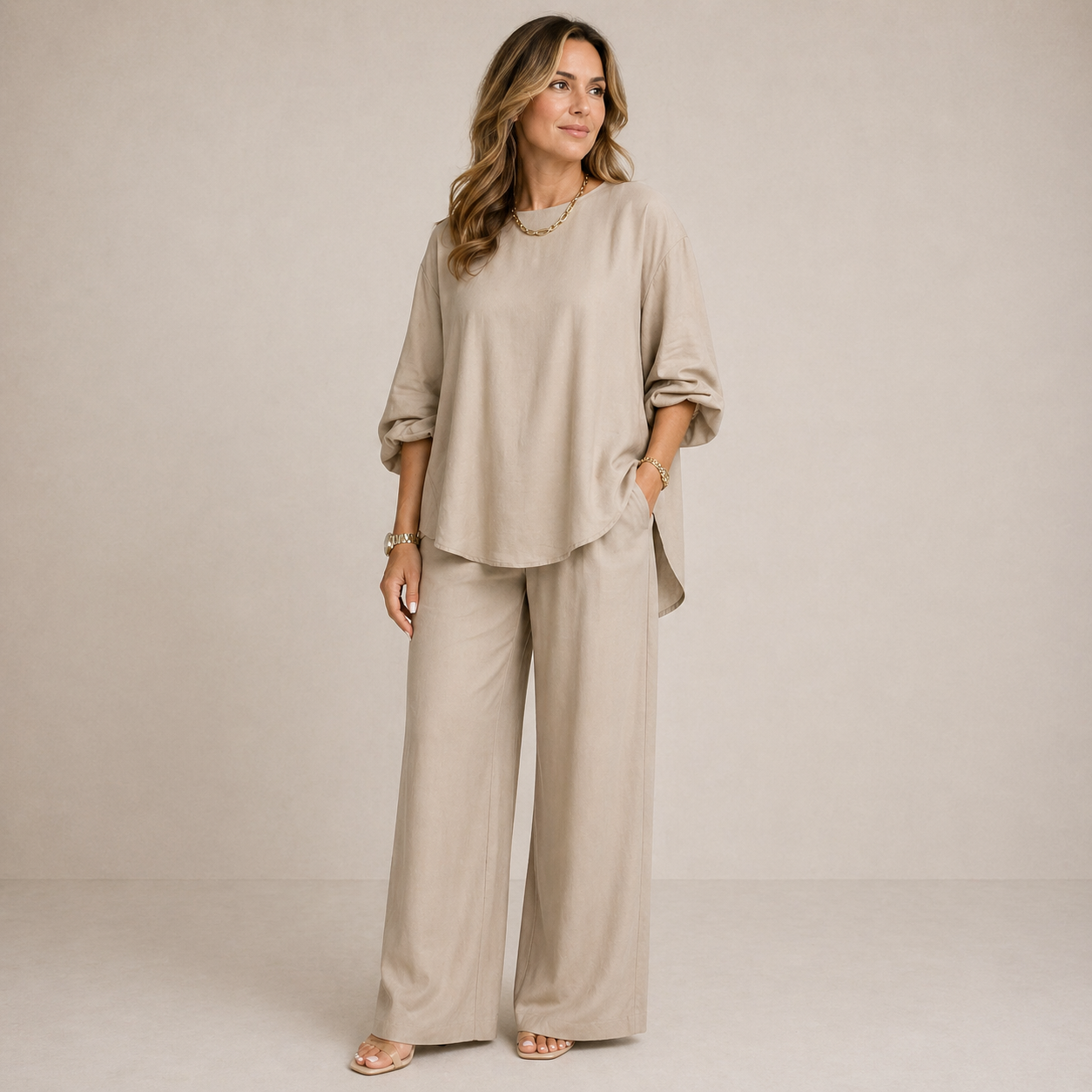 Lekki Komplet z Szerokimi Spodniami | Elegancka Moda dla Kobiet 1