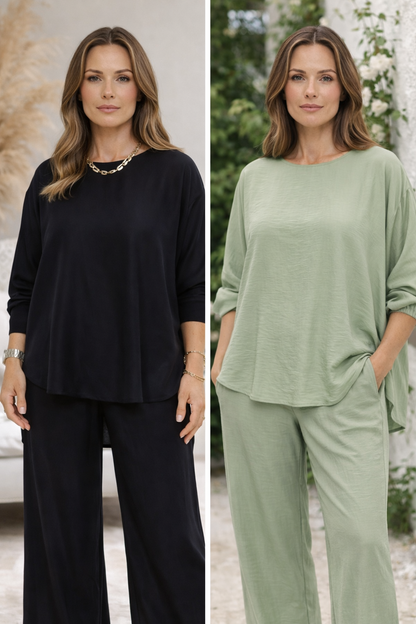 Lekki Komplet z Szerokimi Spodniami | Elegancka Moda dla Kobiet 8