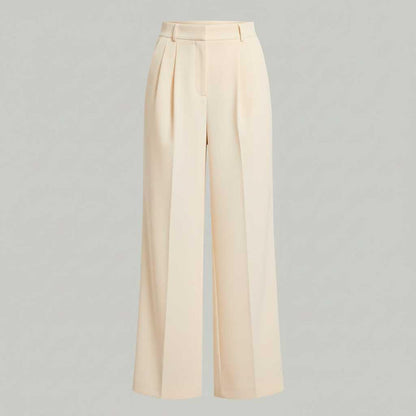 Lena | Spodnie Damskie Dopasowane z Szerokimi Nogawkami