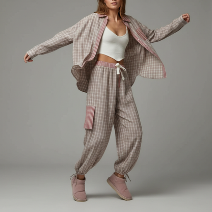 Piżama Damska Dwuczęściowa Bawełniana | Zestaw Koszula i Spodnie