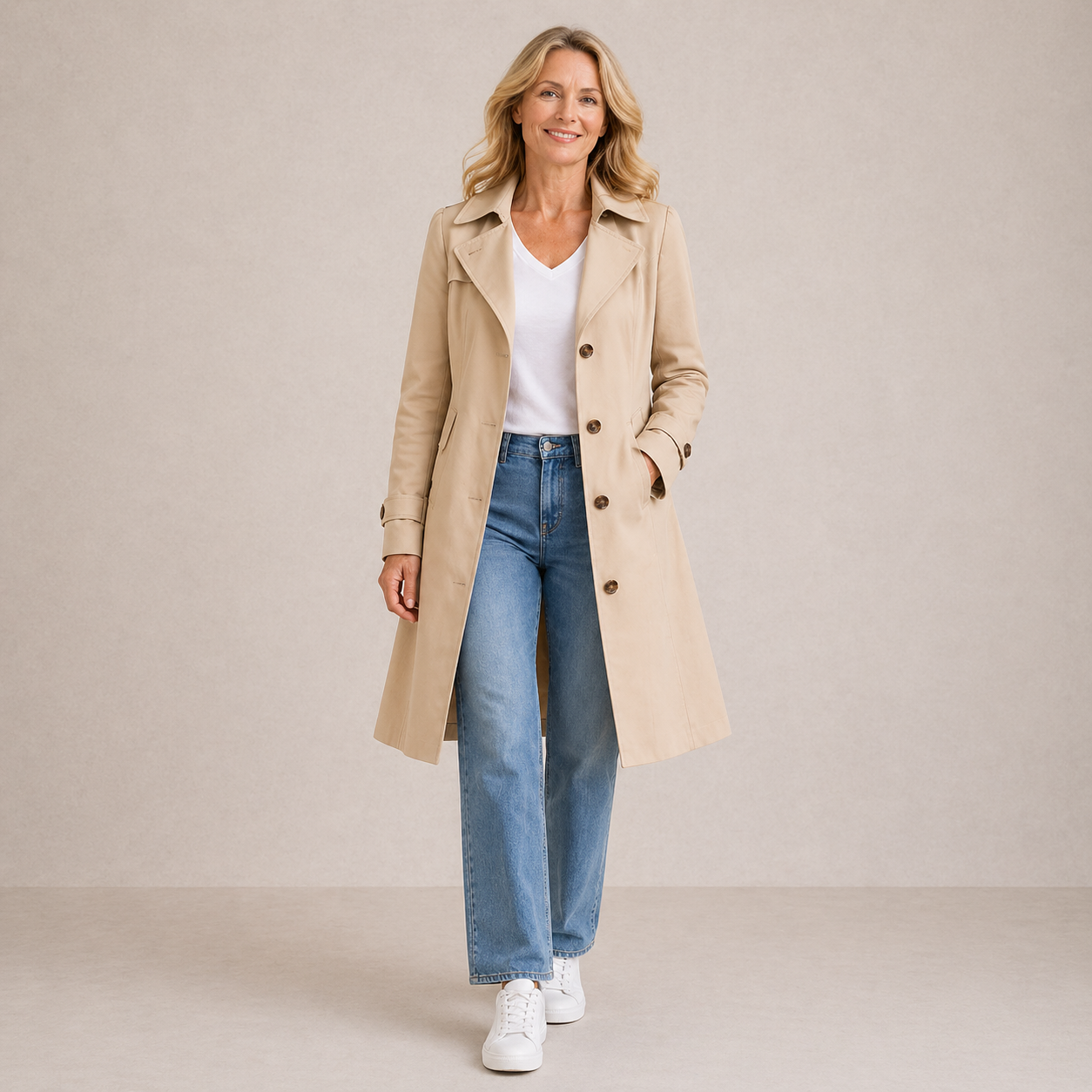 Płaszcz Damski Selvia | Elegancki Vintage Trench Coat 1