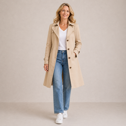 Płaszcz Damski Selvia | Elegancki Vintage Trench Coat 1