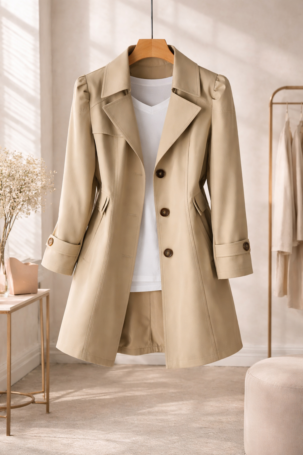 Płaszcz Damski Selvia | Elegancki Vintage Trench Coat 3