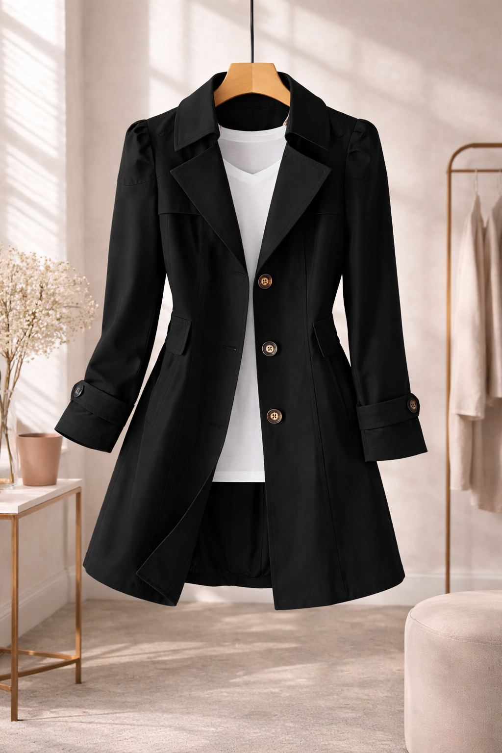 Płaszcz Damski Selvia | Elegancki Vintage Trench Coat 4