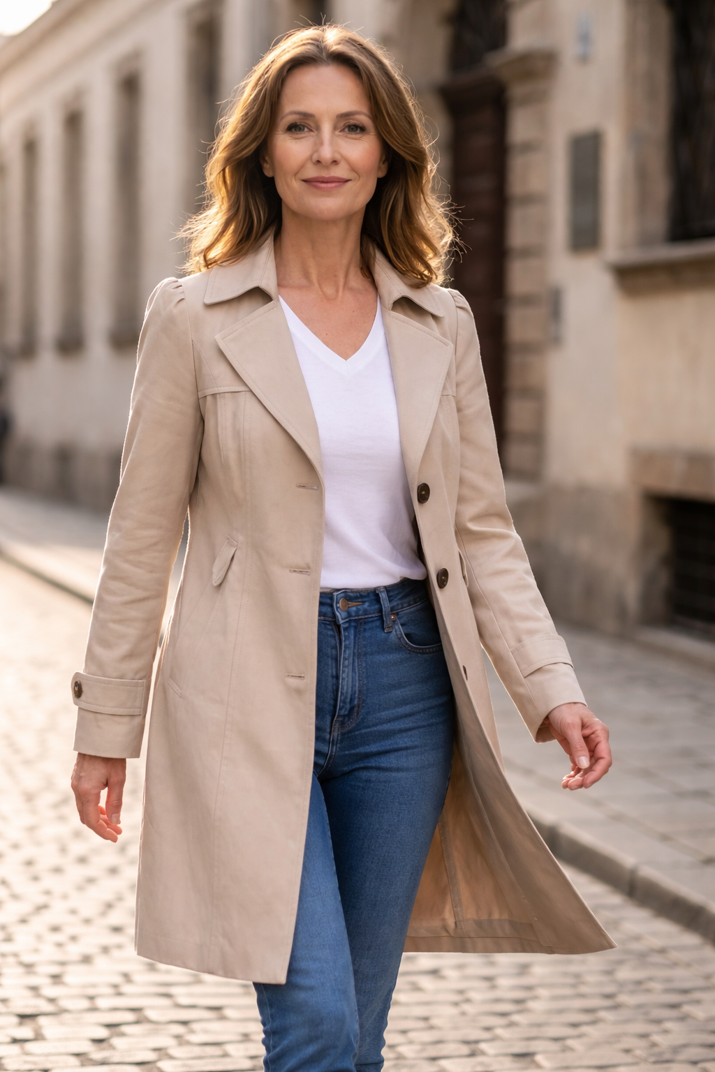 Płaszcz Damski Selvia | Elegancki Vintage Trench Coat 6