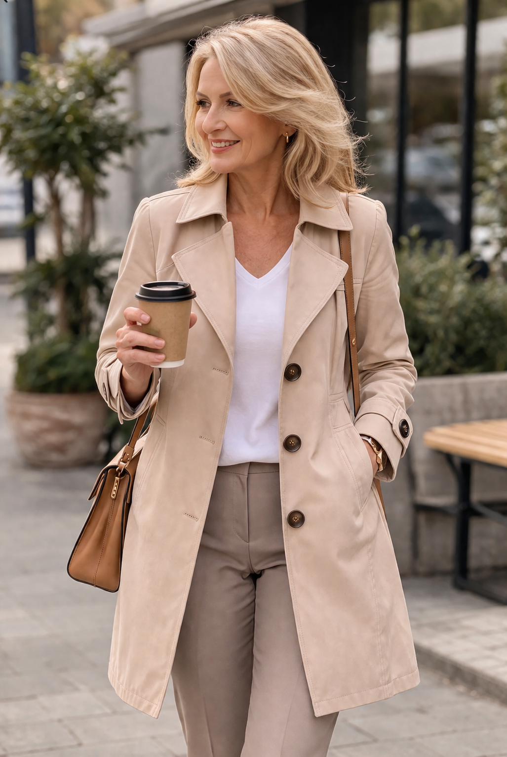 Płaszcz Damski Selvia | Elegancki Vintage Trench Coat 7
