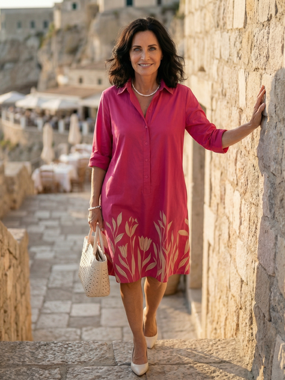 Sukienka Damaris | Codzienna Sukienka z Kołnierzykiem 1