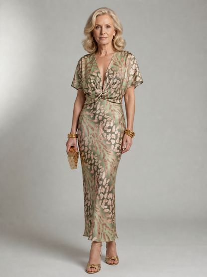 Sukienka Midi Abstrakcyjny Nadruk | Elegancka Sukienka na Wesele 2